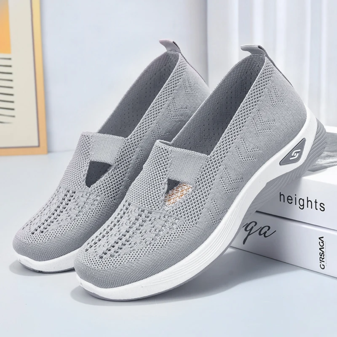 Chaussures décontractées femme en maille respirante vertes à semelle compensée