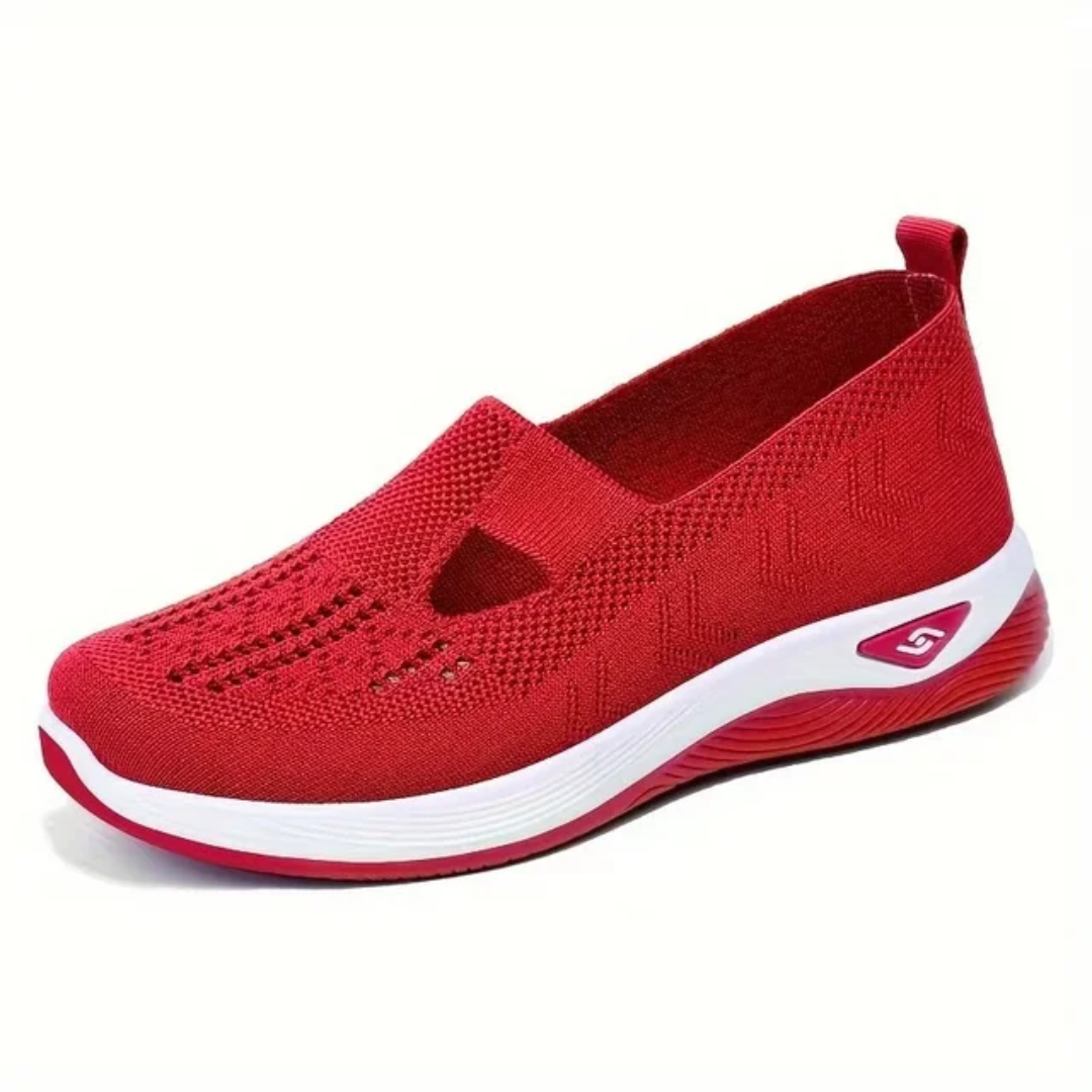 Chaussures décontractées femme en maille respirante vertes à semelle compensée