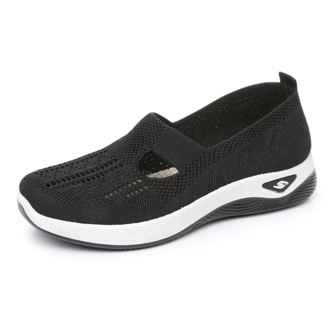 Chaussures décontractées femme en maille respirante vertes à semelle compensée