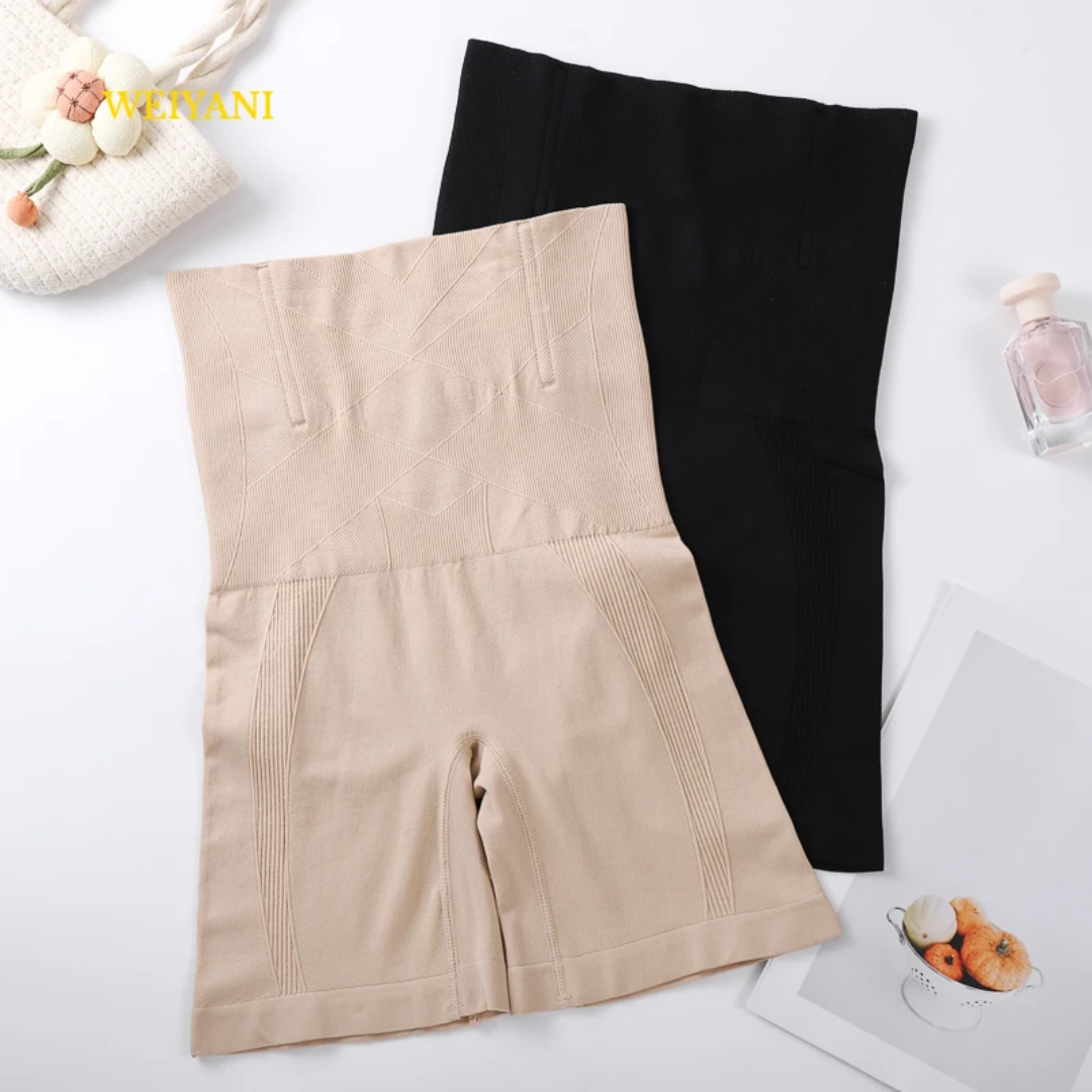 Short gainant taille haute sans coutures pour femme avec effet ventre plat et rehausseur de hanches