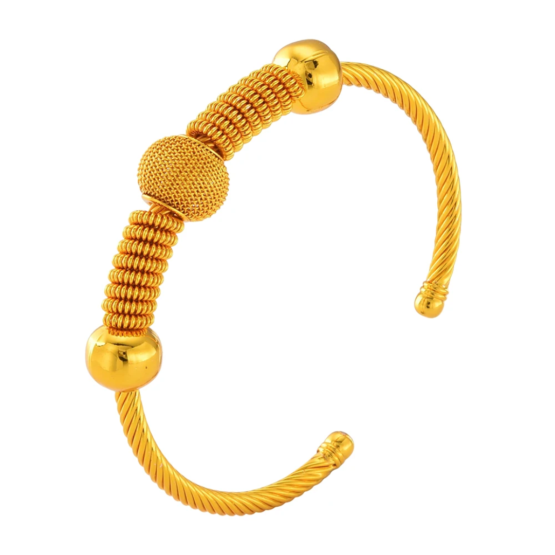 Bracelet manchette femme doré tressé ouvert au style élégant