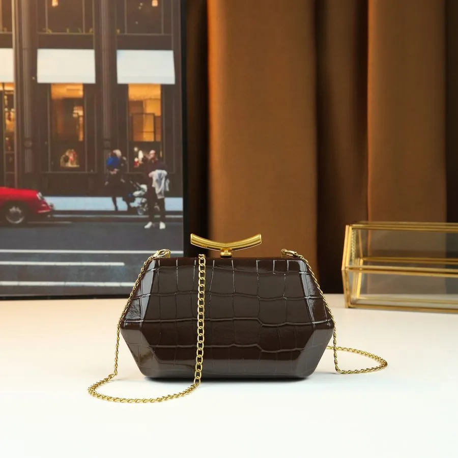 Sac à Main Femme Motif Crocodile avec Chaîne Dorée