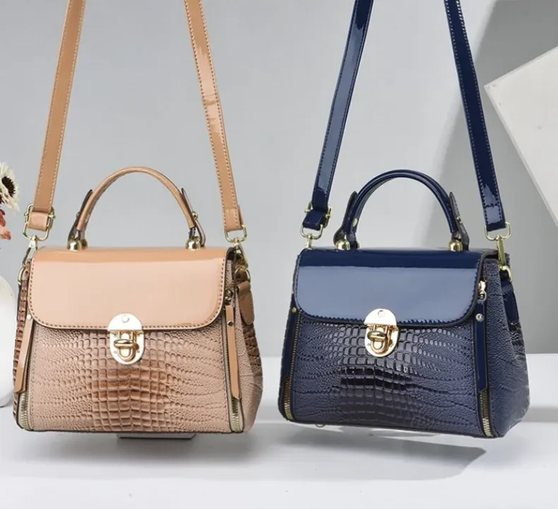 Sac à Main Femme Élégant Motif Crocodile – Style Luxe, Grande Capacité, avec Bandoulière Amovible