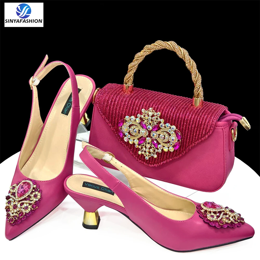 Ensemble chaussures & sac assorti Sinyafashion – Talons 6,7 cm, cuir PU, toutes saisons