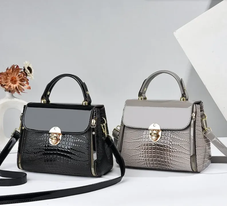 Sac à Main Femme Élégant Motif Crocodile – Style Luxe, Grande Capacité, avec Bandoulière Amovible
