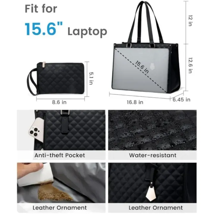 Sac de Travail Matelassé Grande Capacité - 15.6 Pouces