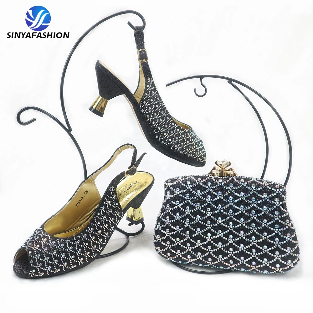 Sinya – Ensemble Chaussures à Talons & Sac Assorti Femme | Style Italien Élégant avec Pierres
