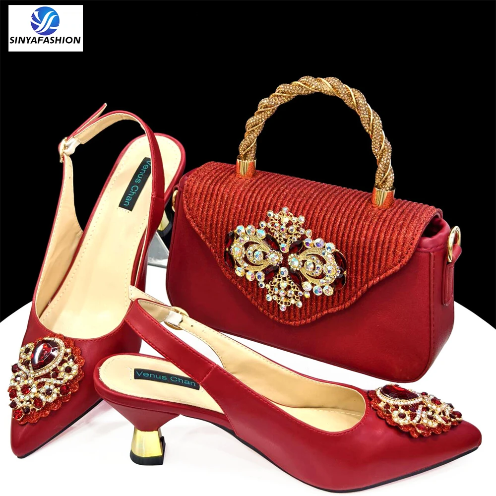 Ensemble chaussures & sac assorti Sinyafashion – Talons 6,7 cm, cuir PU, toutes saisons