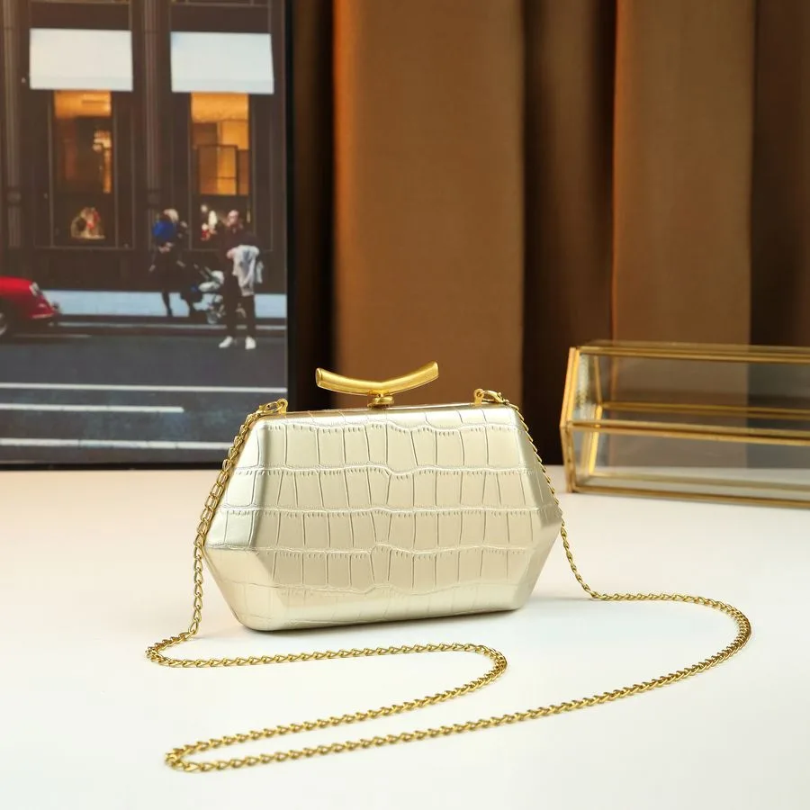 Sac à Main Femme Motif Crocodile avec Chaîne Dorée