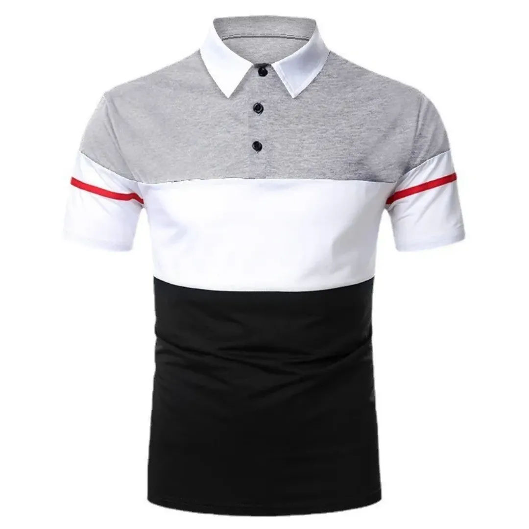 Polo Homme Tricolore à Manches Courtes – Style Casual Chic